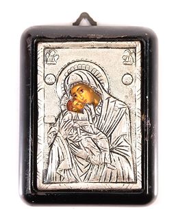Greek 950 Silver Icon Virgin Mary & Christ Child