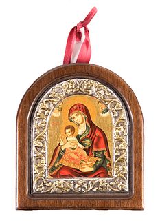 Greek 999 Silver Clad Icon of the Virgin Mary