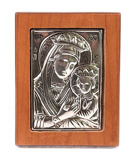 Greek Sterling Silver Clad Icon of the Virgin Mary