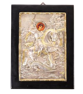 Greek Sterling Icon of Saint George & the Dragon