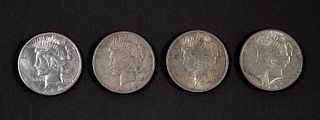 Group, Four 1923 Peace Dollars