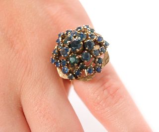 Vintage 18/14k Sapphire Cluster Ring Size 5.5
