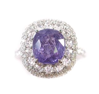 18k WG 5.26ct Sapphire & 1.33ctw Diamond Ring