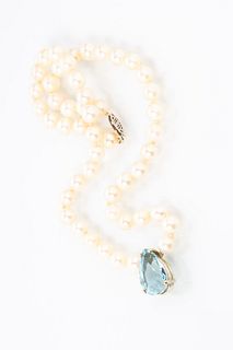 Pearl, Topaz and 14K Necklace