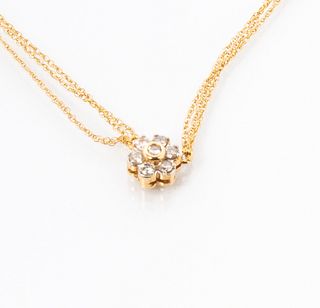 Diamond Flower Cluster Necklace in 14K