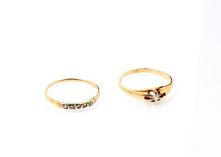 Two Vintage 14K and Diamond Rings