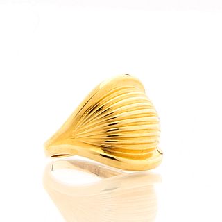 Contemporary Fluted Dome Ring in 14K
