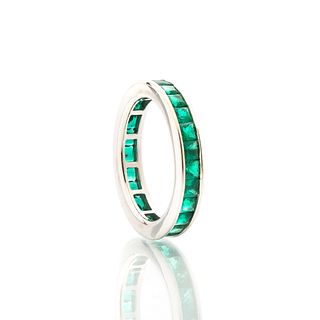 Emerald Eternity Band in 14K White Gold