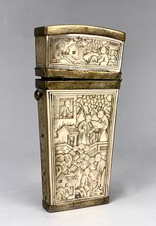 Chinese Carved Mother-of-Pearl Etui, 19th Century