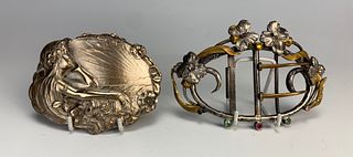 Pair Period Art Nouveau Ladies Belt Buckles