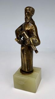 Rare Antique Gilded Bronze Erotic Monk Lighter