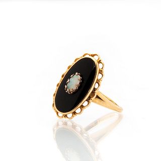 Onyx and Opal Ring in 10K