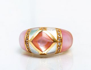 Domed Mother of Pearl Inlay 14K Ring