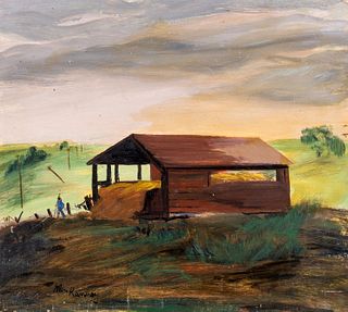 Glen Allison Ranney (1896-1959) WPA School Farming Hay Scene