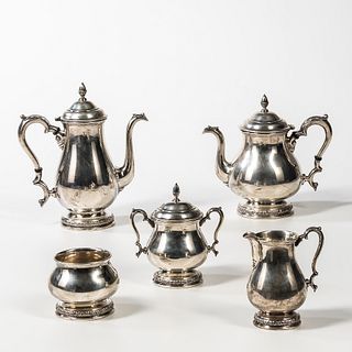 Five-piece International Silver Co. Prelude Pattern Sterling Silver Tea and Coffee Service