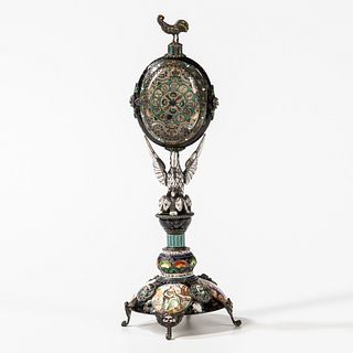 Viennese Silver and Enamel Table Clock Case