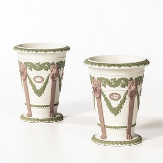 Pair of Wedgwood Tricolor Jasper Vases