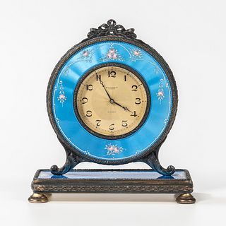 Enameled Guilloché Table Clock