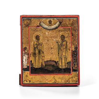 Russian Icon of St. Cosmas and St. Damian