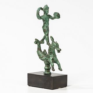 Roman Bronze Model of a Warrior Standing on a Hippocampus