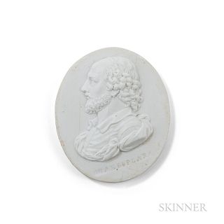 White Glass Paste Portrait Medallion of William Shakespeare