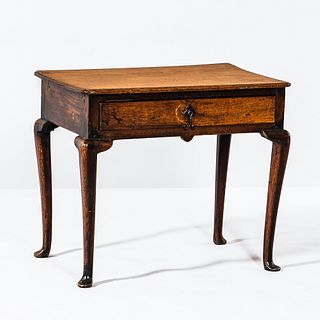 English Provincial Queen Anne-style Oak Dressing Table with Drawer