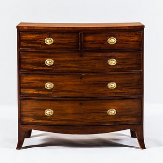 George III Inlaid Mahogany Bow-fronted Chest of Drawers