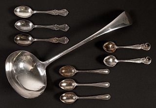 Group, 9 Pieces of Assorted Silverplate Flatware