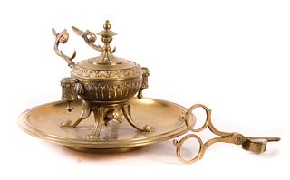 Attributed  Barbedienne Gilt Bronze Inkwell