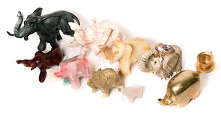 Assorted Group of Nine Elephant Figurines