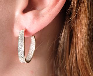 14k YG Diamond Mobius Strip Hoop Earrings