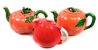 Group, 3 Vintage Red Teapots
