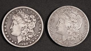 Two 1900 Morgan Silver Dollars