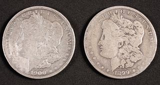 Two 1899 & 1900 Morgan Silver Dollars