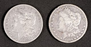 Group, Two 1884 Morgan Silver Dollars