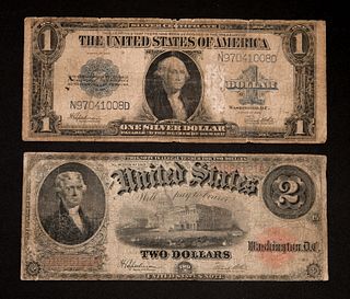 Group, 2 Vintage US Currency Notes