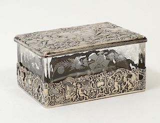 CONTINENTAL SILVER AND ETCHED GLASS BOX