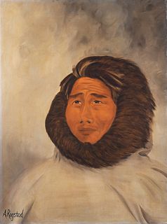 Inuit Portrait, signed "A.Rogstad"