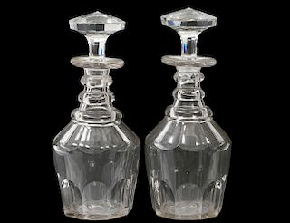 PAIR OF REGENCY STYLE GLASS DECANTERS