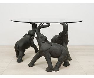 FREE STANDING BRONZE ELEPHANT TABLE