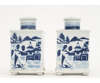 PAIR CHINESE CANTON CANISTERS