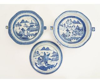 TWO CHINESE CANTON WARMING PLATES