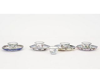 CHINESE ENAMELED CUPS/SAUCERS