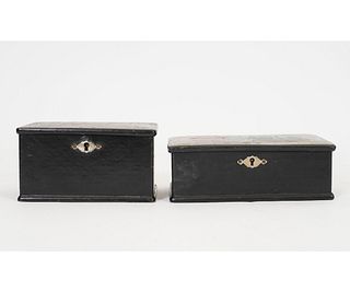 TWO RUSSIAN LACQUERED BOXES