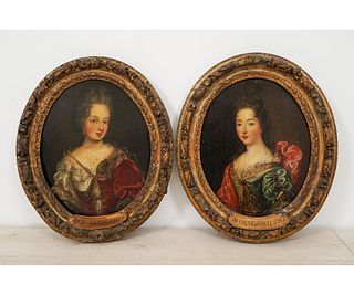 TWO OVAL OIL ON CANVAS FRENCH PORTRAITS