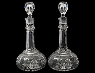 PAIR OF CUT GLASS DECANTERS