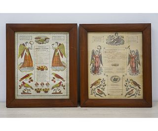 TWO HAND COLORED BIRTH CERTIFICATES