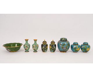 EIGHT PIECES OF CLOISONNE