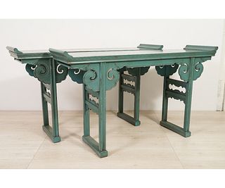 PAIR ASIAN STYLE SCROLL TABLES