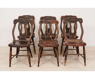 SET OF SIX PLANK BOTTOM SIDE CHAIRS